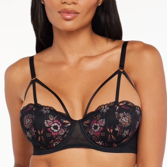 Savage X Fenty Other - SAVAGE X FENTY NYMPH NOUVEAU LACE BALCONETTE BRA 34D black caviar floral